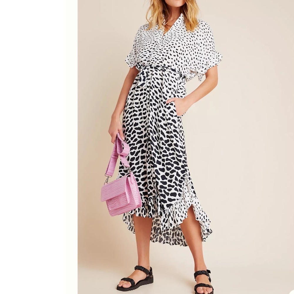 Corey Lynn Calter‎ Ruffled Maxi Spot Shirtdress Midi Size Medium